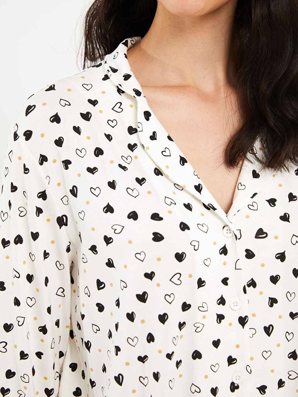 Ensemble de pyjama de maternité imprimé à manches longues avec col de chemise-3