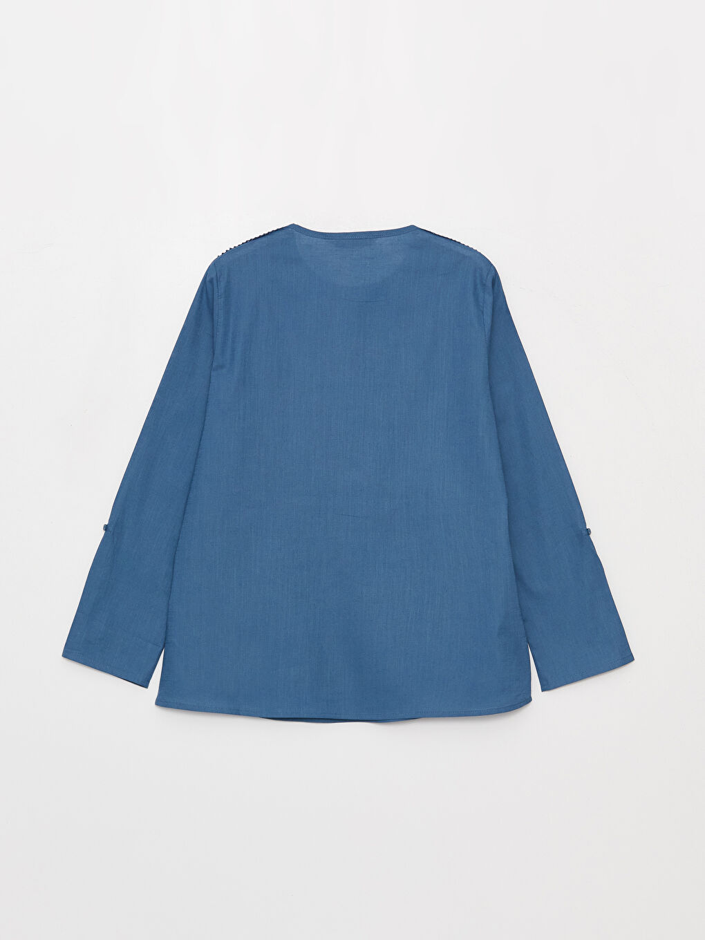 Notch Neck Embroidered Long Sleeve Women's Blouse-6