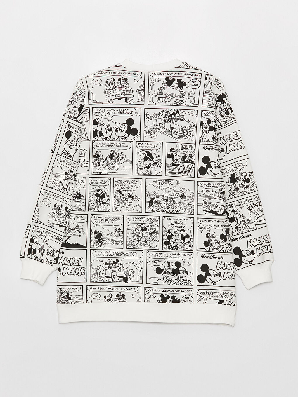 Siyah Bisiklet Yaka Mickey ve Arkadaşları Baskılı Uzun Kollu Oversize Kadın Sweatshirt Tunik-6