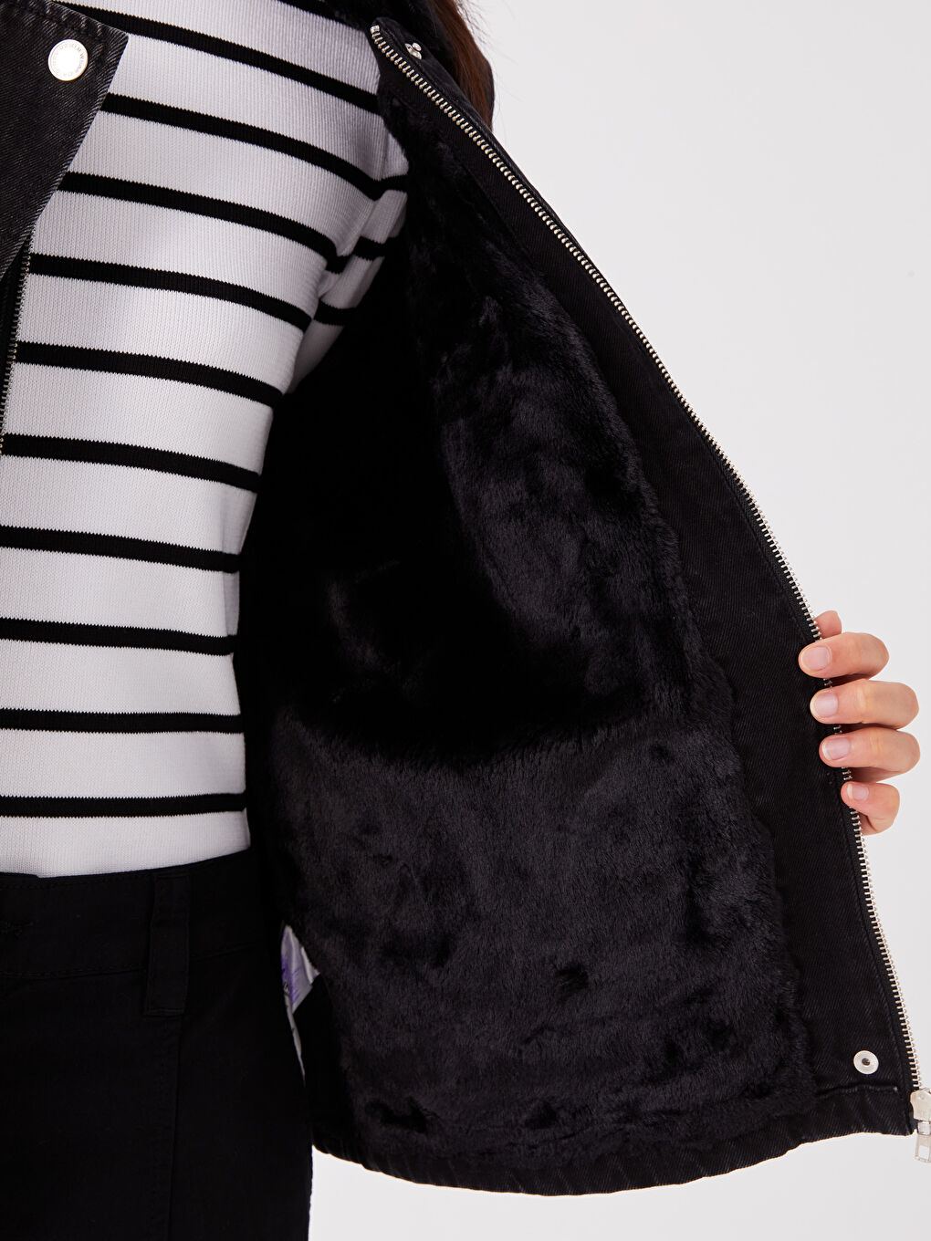 Jacke mit Kragen für Damen aus Denim-4