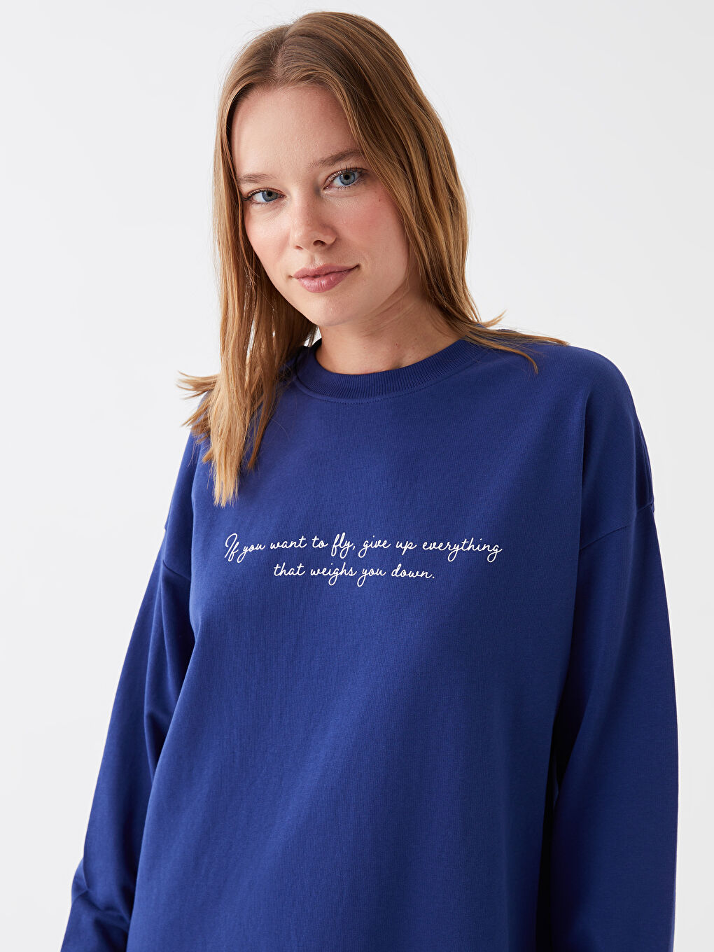 Crew Neck Printed Long Sleeve Oversize Women's Sweatshirt Tunic-1