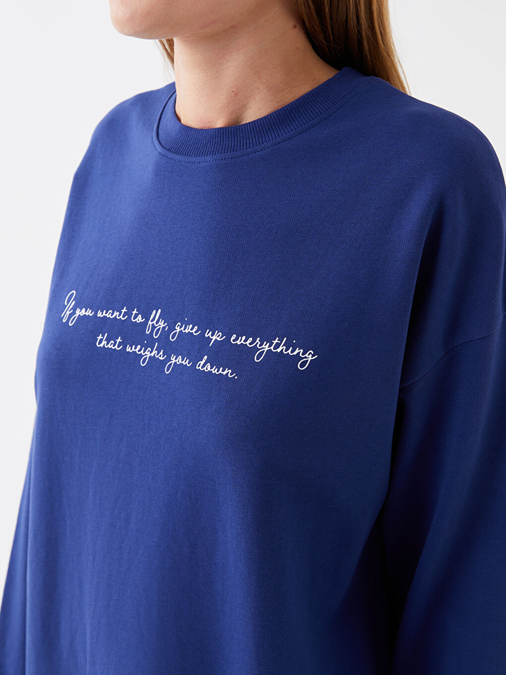 Crew Neck Printed Long Sleeve Oversize Women's Sweatshirt Tunic-3