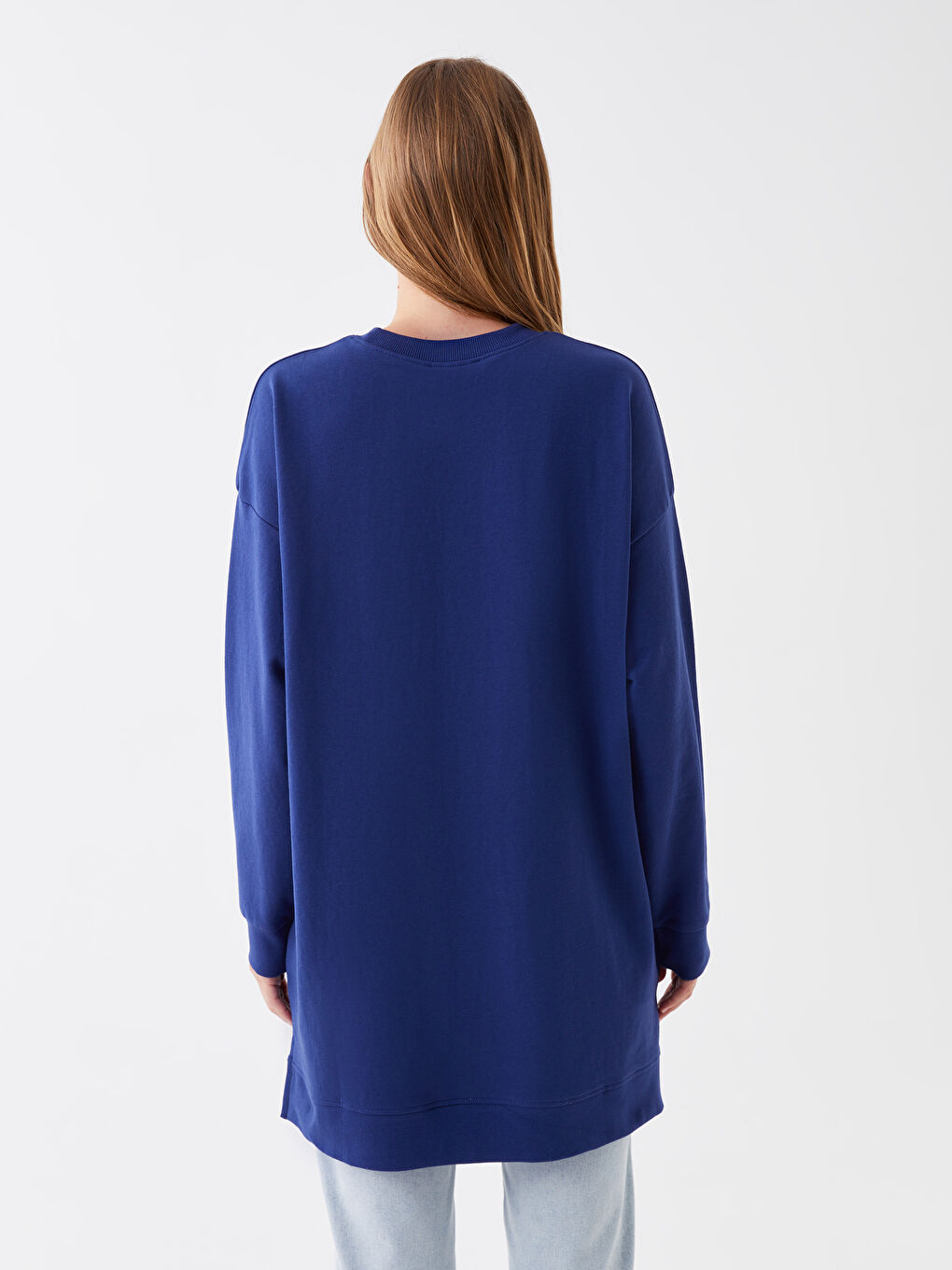 Crew Neck Printed Long Sleeve Oversize Women's Sweatshirt Tunic-4