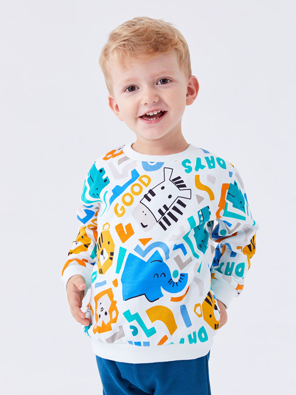 LC Waikiki Crew Neck Printed Baby Boy Sweatshirt -W3AI39Z1-LRA