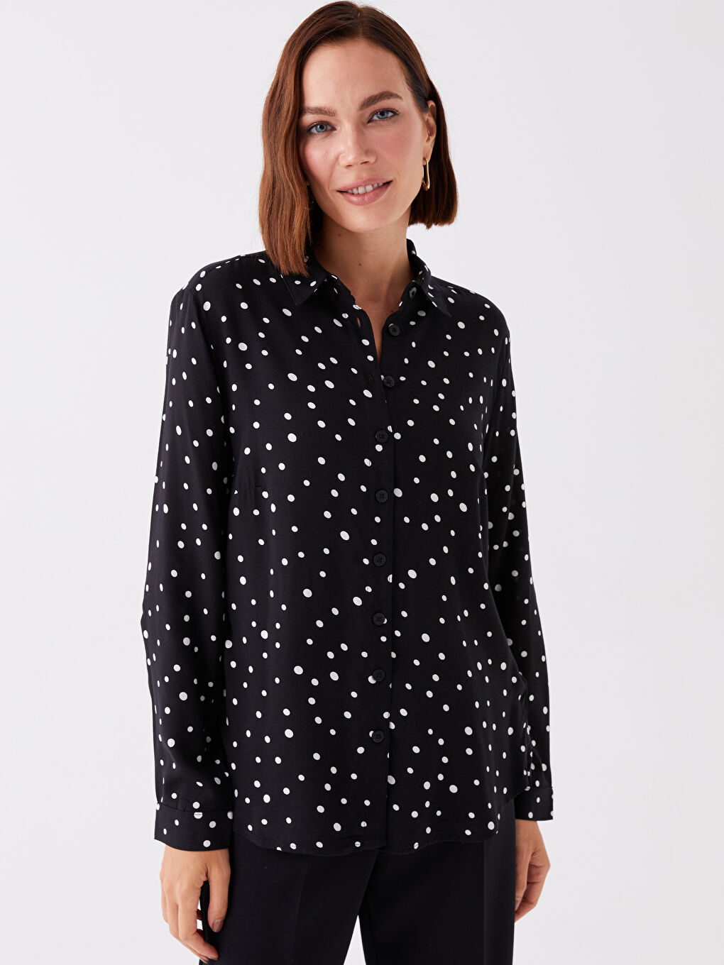 Polka Dot Long Sleeve Women's Shirt -W3AI65Z8-SW5