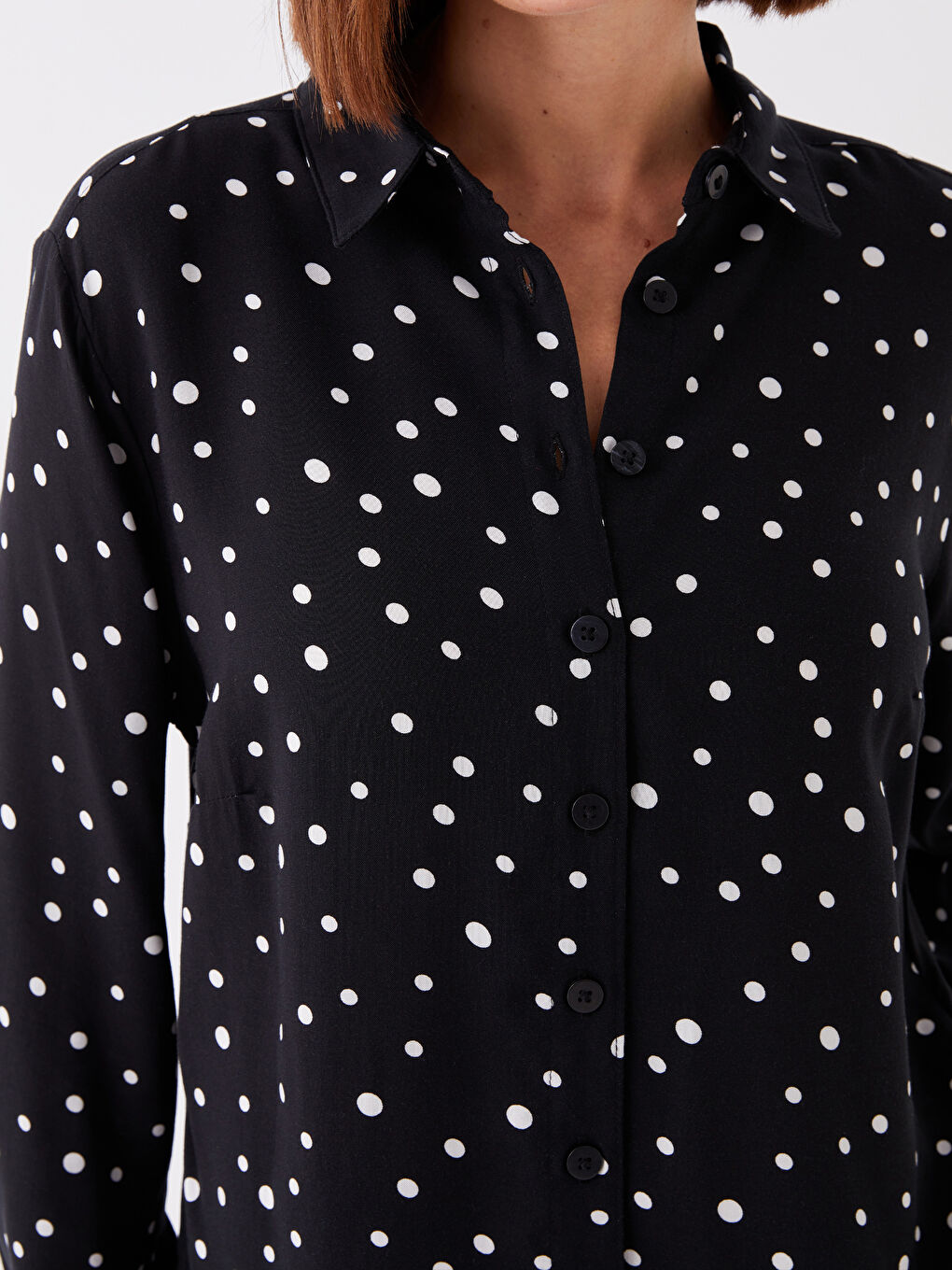 Polka Dot Long Sleeve Women's Shirt -W3AI65Z8-SW5