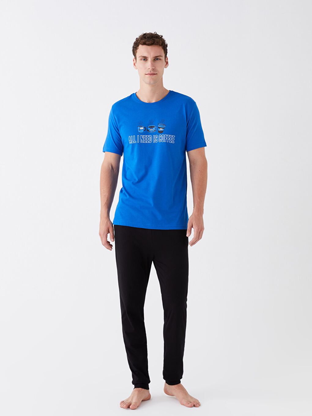 Mavi Standart Kalıp Erkek Pijama Takımı