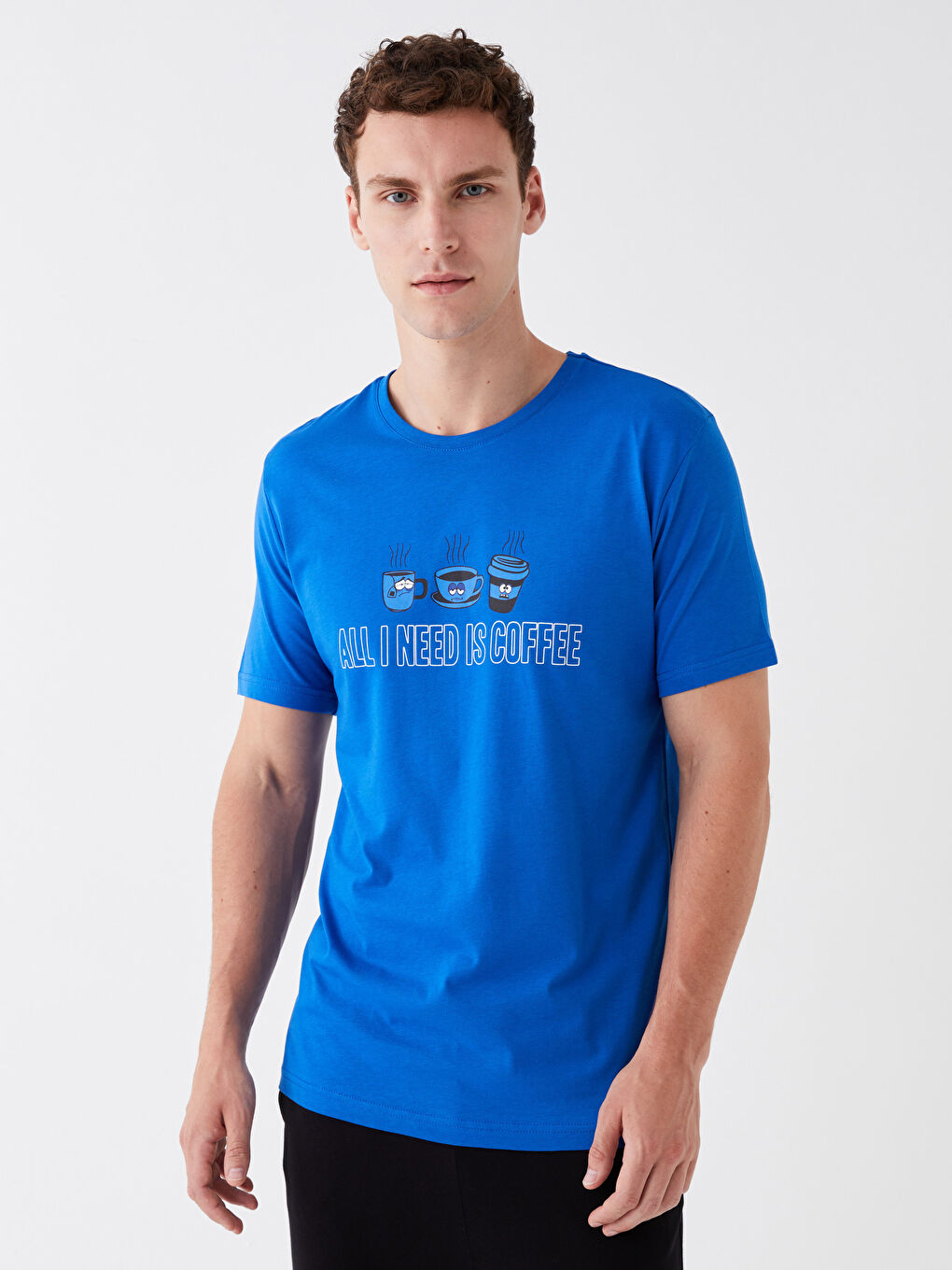 Mavi Standart Kalıp Erkek Pijama Takımı-1