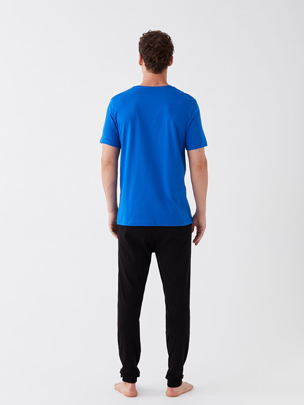 Mavi Standart Kalıp Erkek Pijama Takımı-4