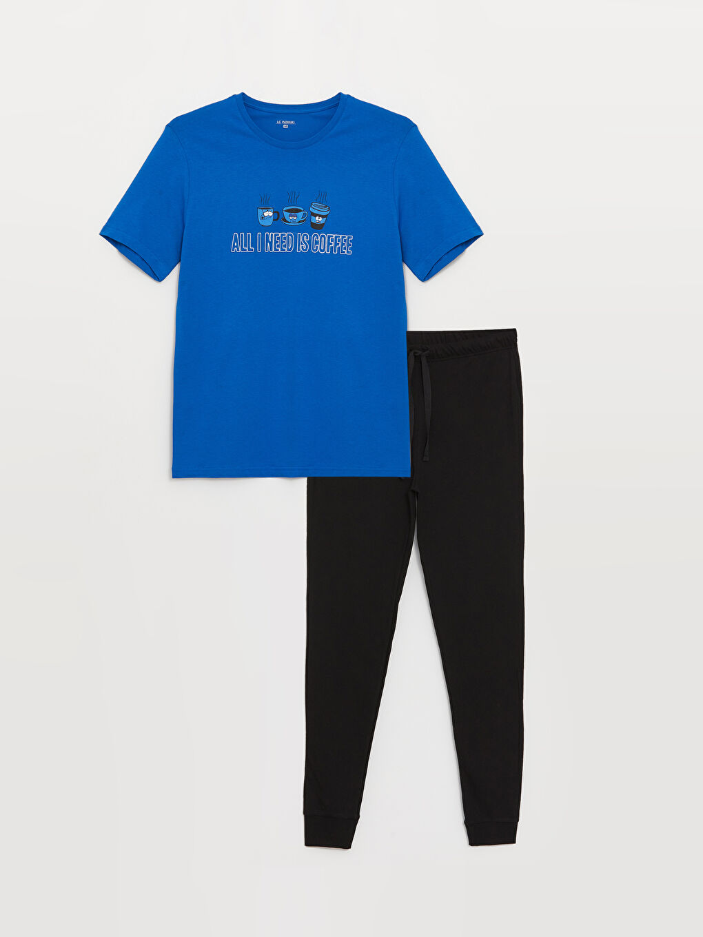 Mavi Standart Kalıp Erkek Pijama Takımı-5