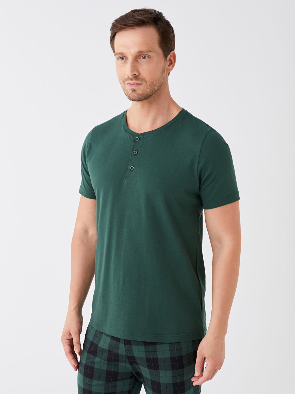 Yeşil Standart Kalıp Erkek Pijama Takımı-1