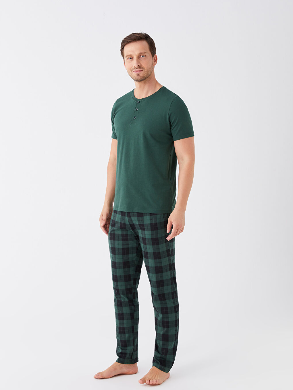 Yeşil Standart Kalıp Erkek Pijama Takımı-2