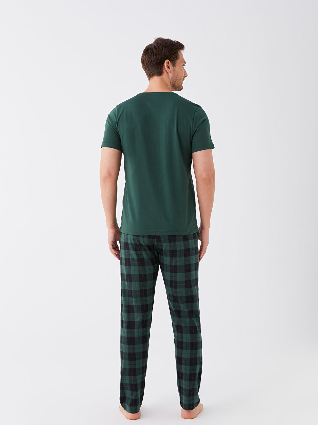 Yeşil Standart Kalıp Erkek Pijama Takımı-4