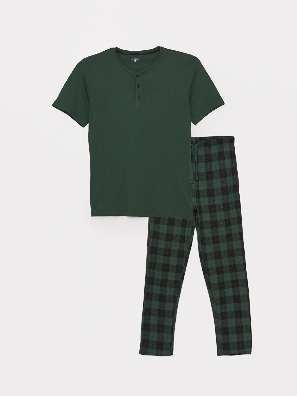 Yeşil Standart Kalıp Erkek Pijama Takımı-5