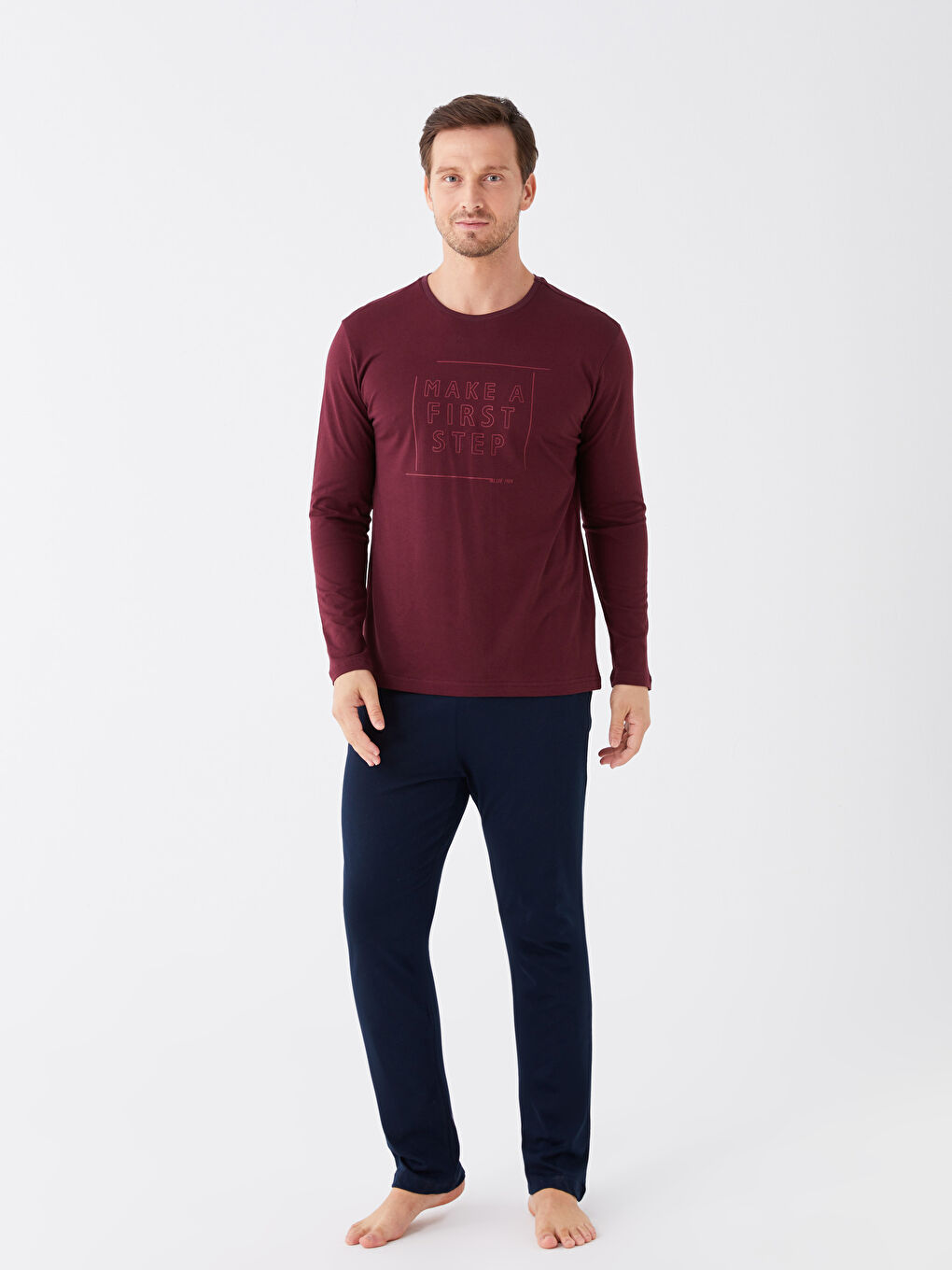 Bordo Standart Kalıp Erkek Pijama Takımı-1