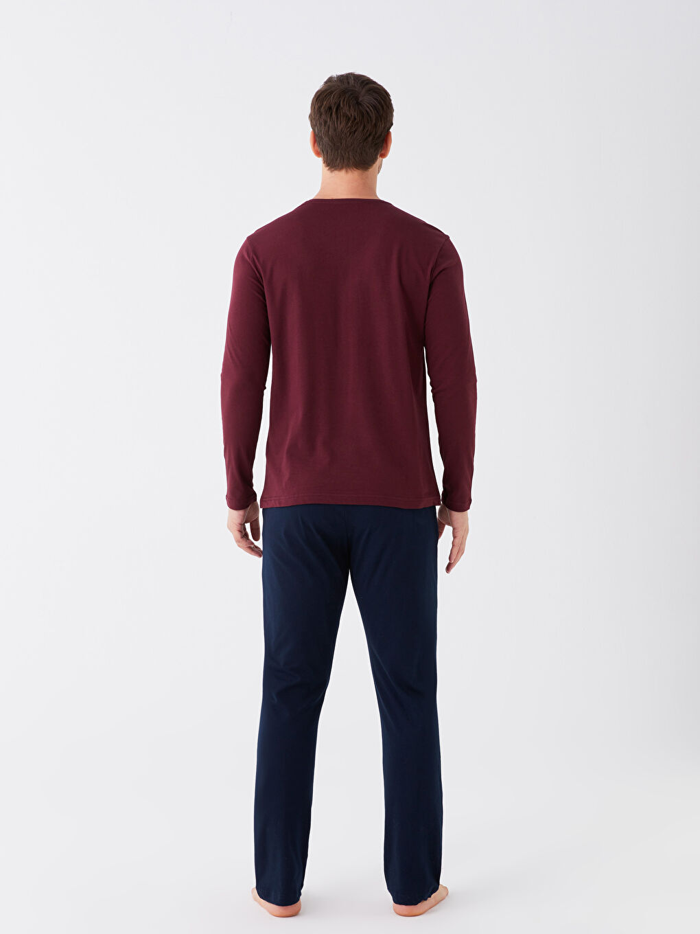 Bordo Standart Kalıp Erkek Pijama Takımı-4