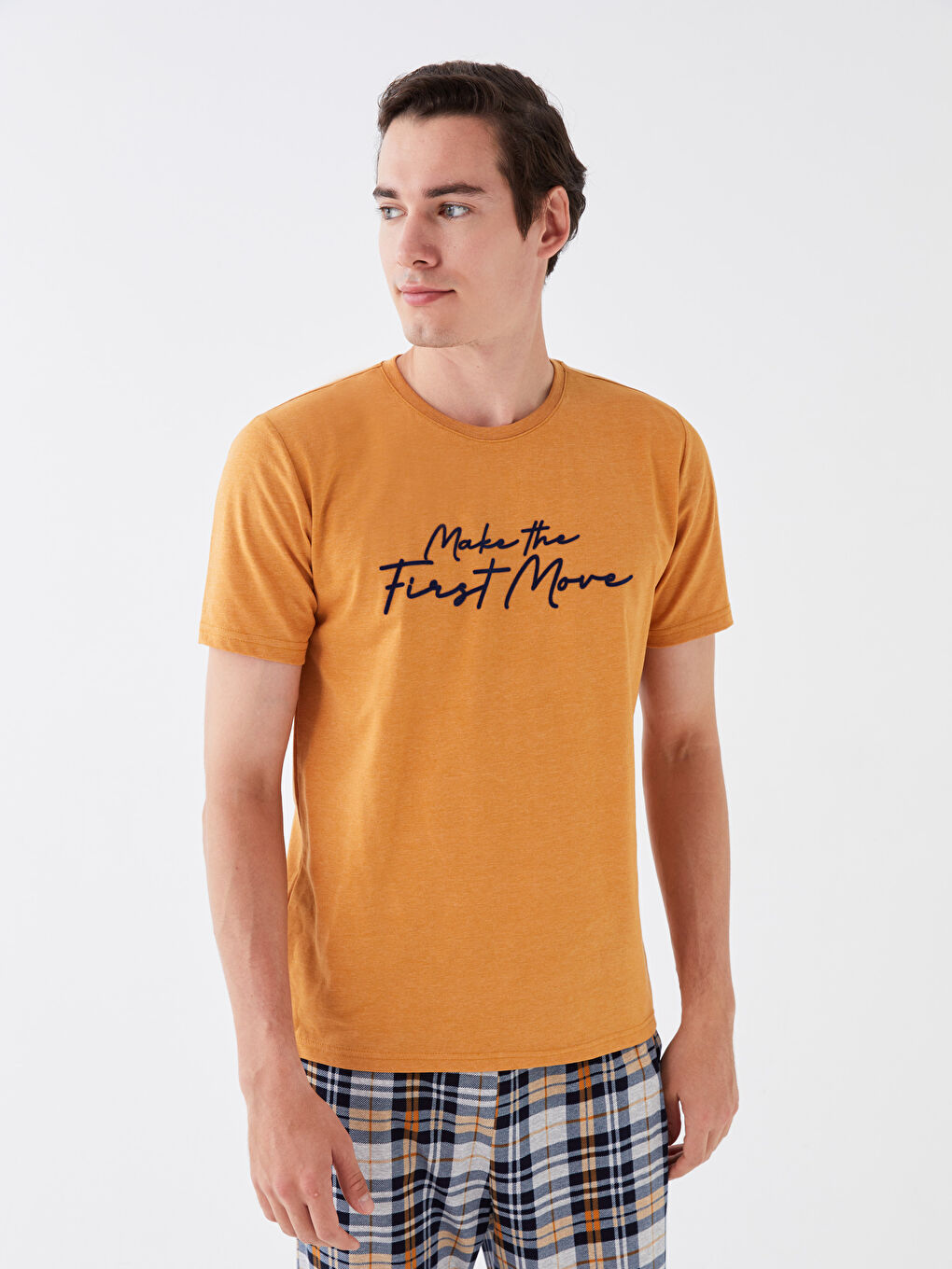 Sarı Standart Kalıp Erkek Pijama Takımı-1