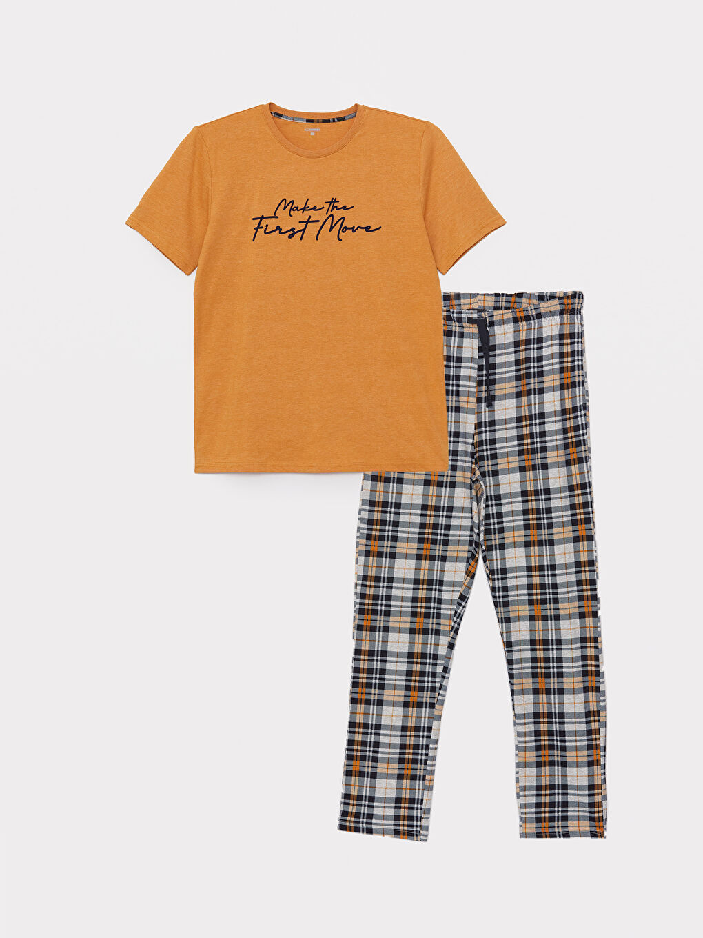 Sarı Standart Kalıp Erkek Pijama Takımı-4