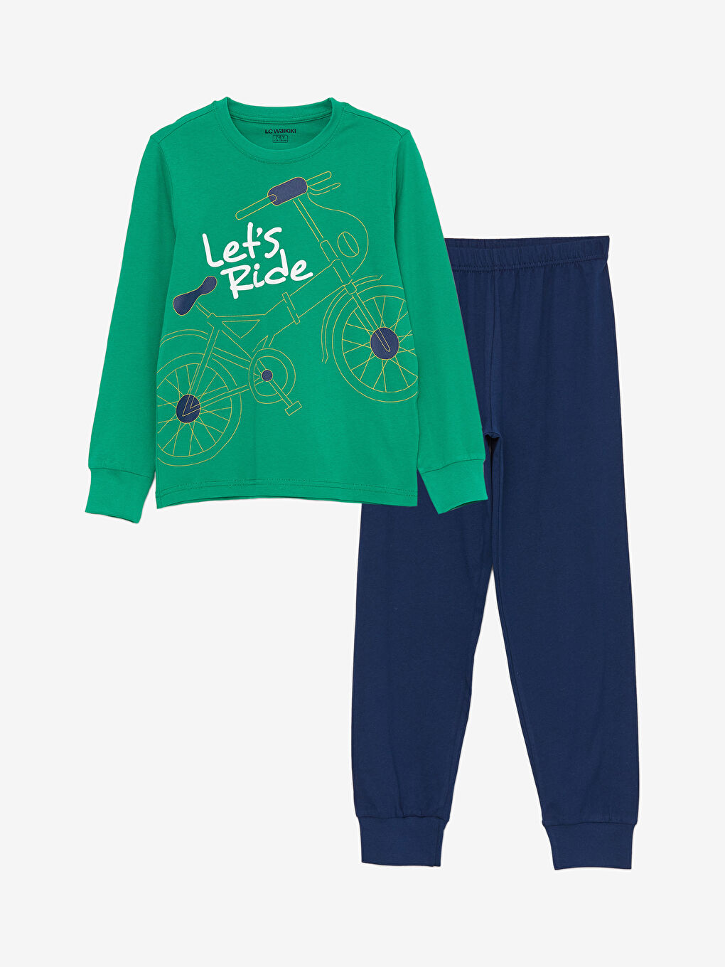 LCW Kids طقم بيجامة رجالي مطبوع بأكمام طويلة وقبة دائرية -W3AJ22Z4-GQ5