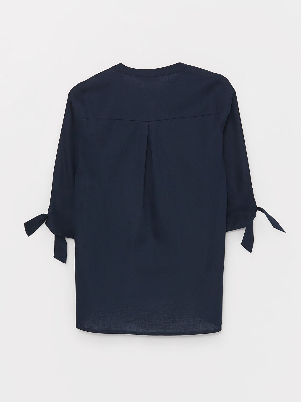 Notch Neck Plain Poplin Women's Shirt-6