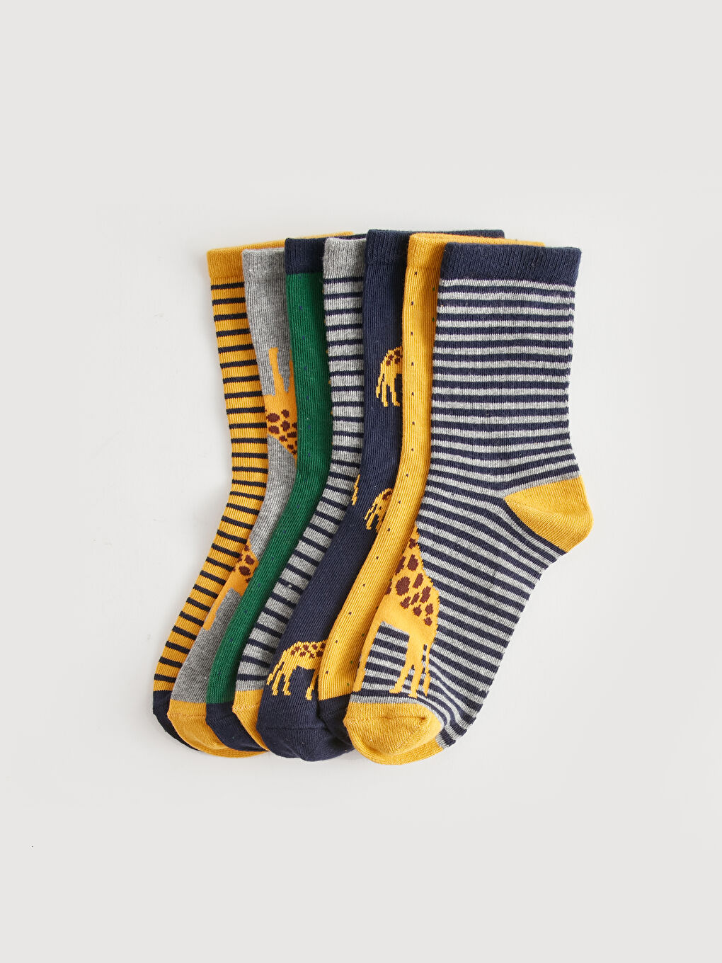 Karışık Desenli Erkek Çocuk Soket Çorap 7'li-1