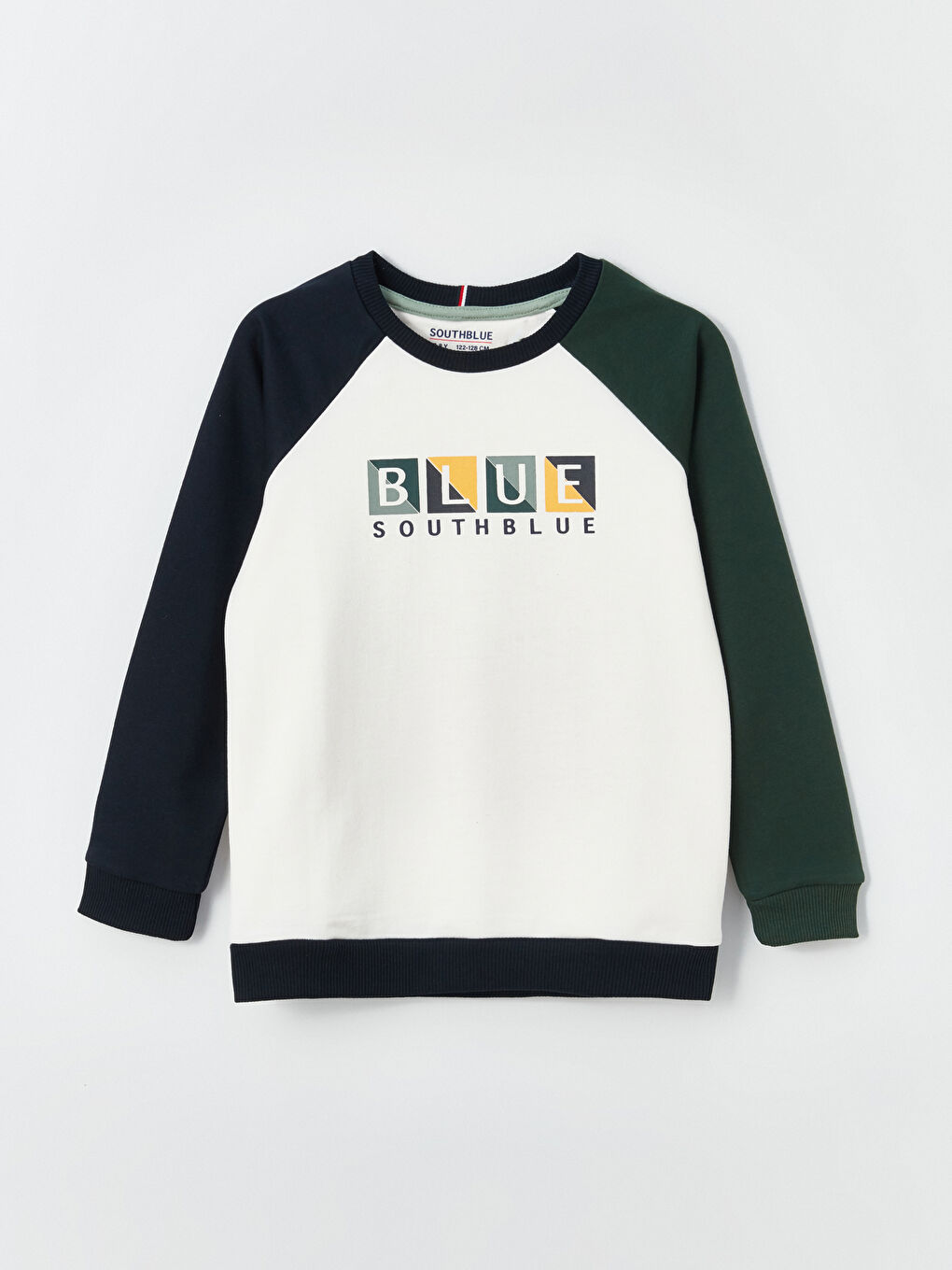 SOUTHBLUE Ekru Bisiklet Yaka Baskılı Uzun Kollu Erkek Çocuk Sweatshirt