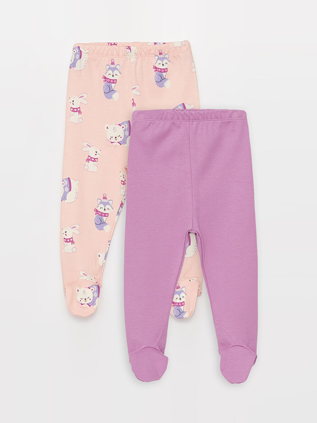 LCW baby Pembe Baskılı Beli Lastikli Kız Bebek Pijama Alt 2'li