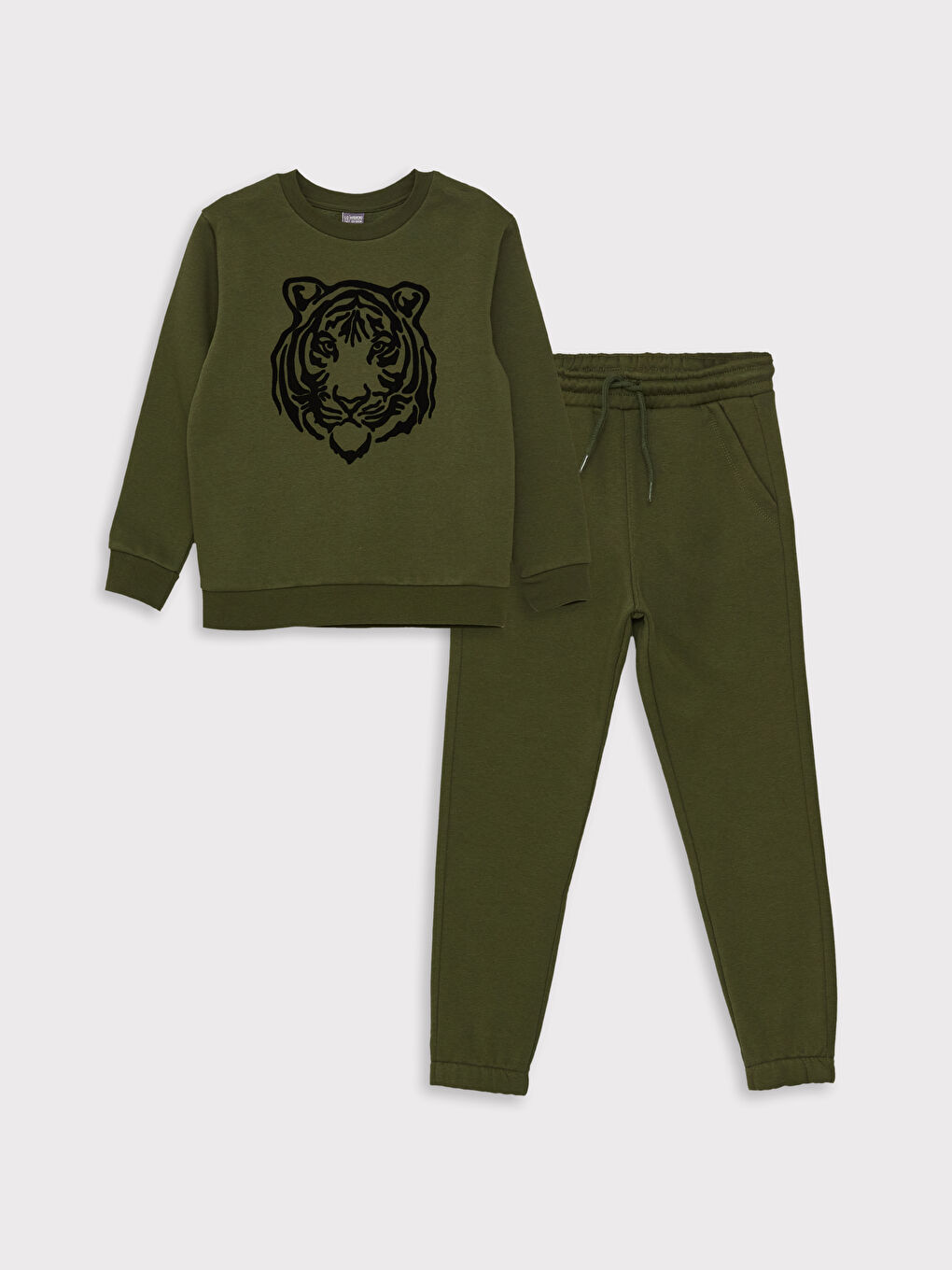 Crew Neck Printed Long Sleeve Boys' Sweatshirt and Tracksuit Bottoms