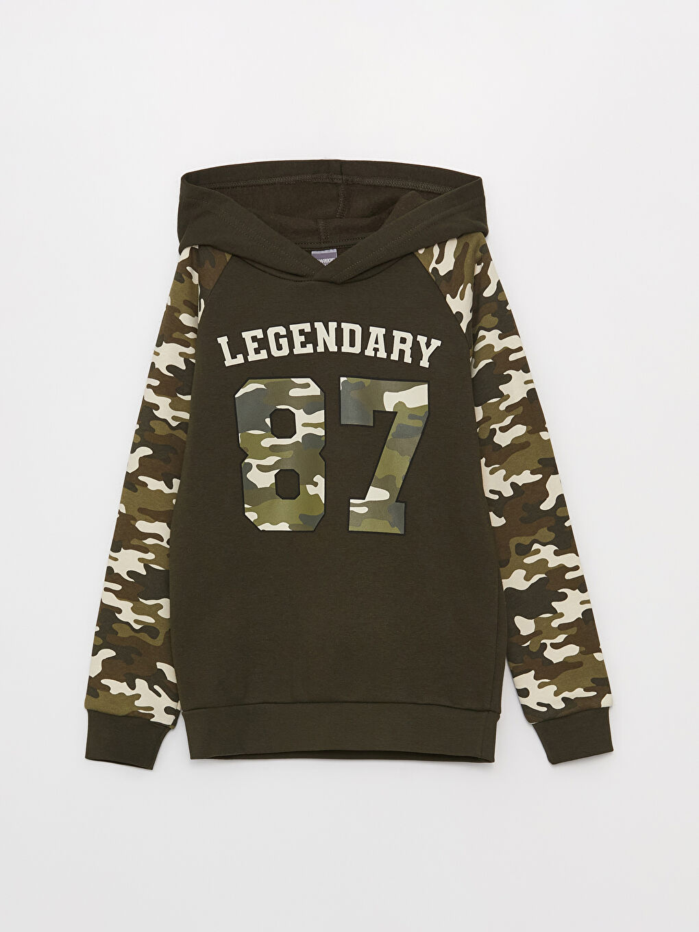 Haki Baskılı Uzun Kollu Erkek Çocuk Hoodie ve Eşofman Altı-1