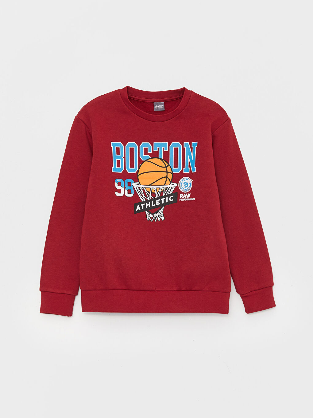 LCW Kids Bordo Bisiklet Yaka Baskılı Uzun Kollu Erkek Çocuk Sweatshirt ve Eşofman Altı - 1