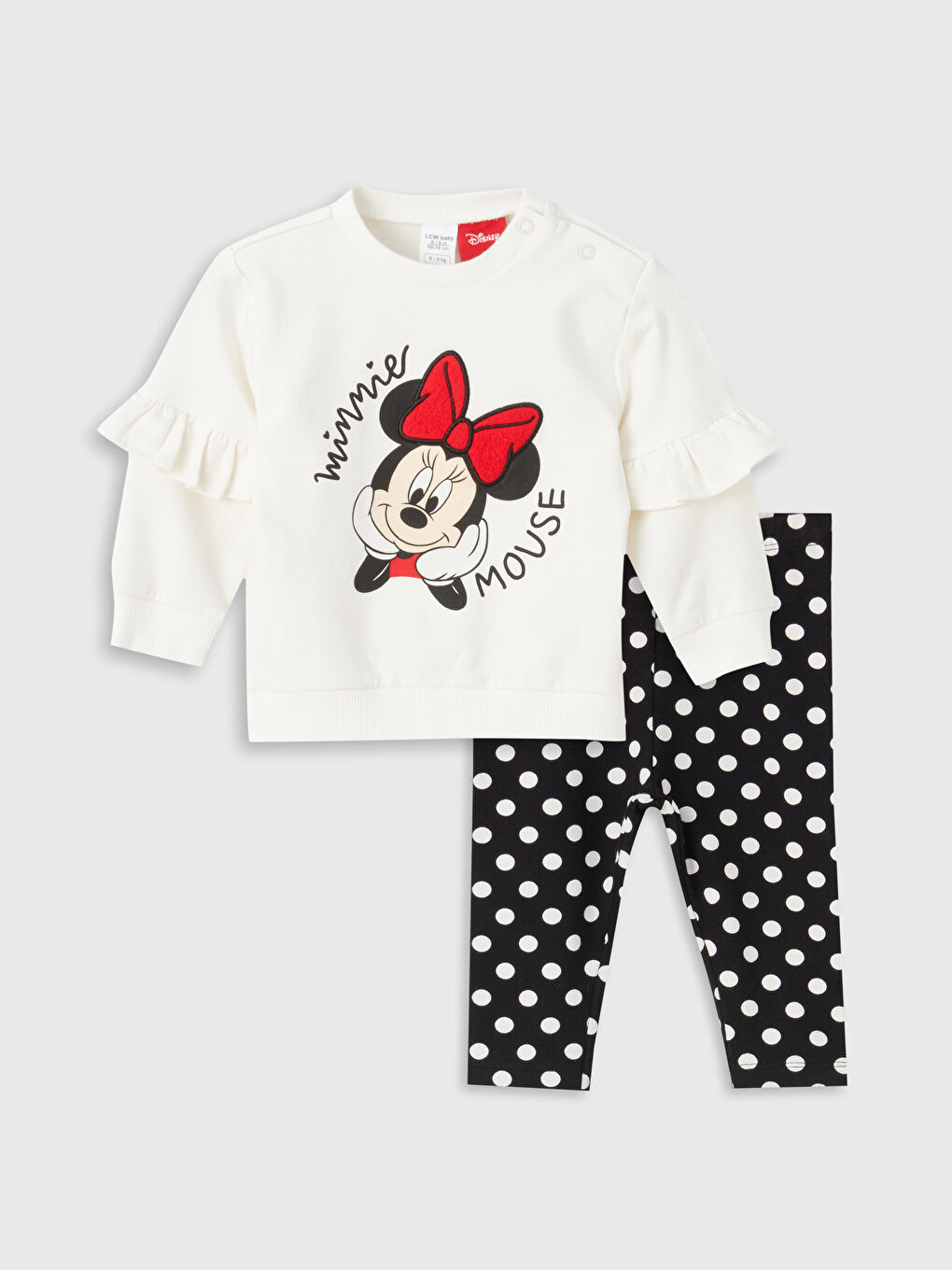 LCW baby Rundhalsausschnitt Langarm Minnie Mouse Bedruckt Baby Mädchen Sweatshirt und Leggings 2er-Pack Set -W3AK46Z1-FDU