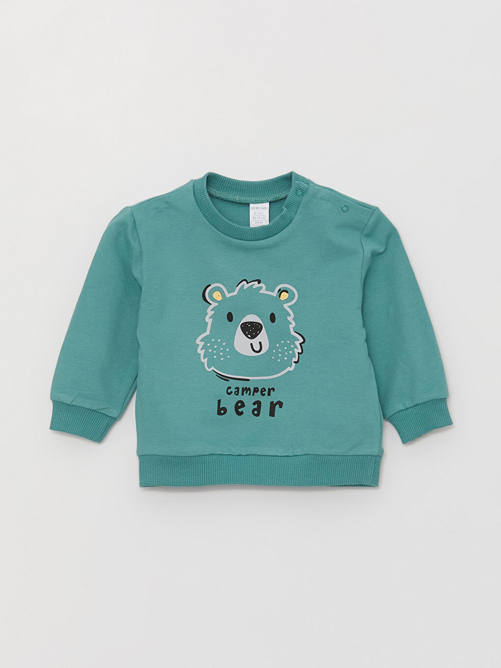 LCW baby Beyaz Bisiklet Yaka Uzun Kollu Baskılı Erkek Bebek Sweatshirt 2'li - 1