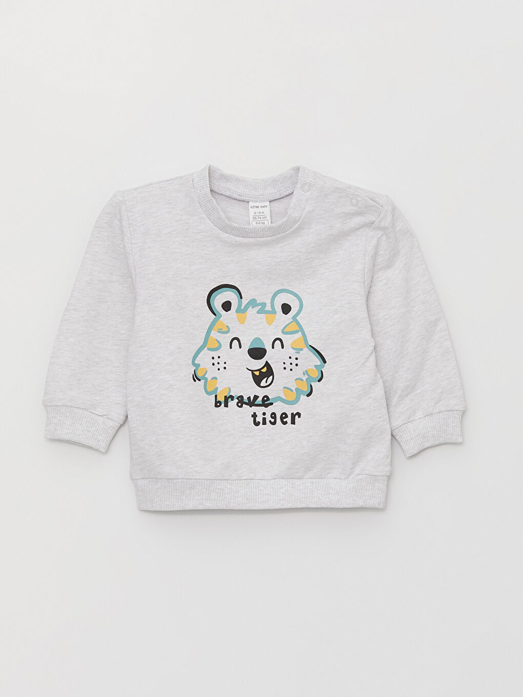 LCW baby Beyaz Bisiklet Yaka Uzun Kollu Baskılı Erkek Bebek Sweatshirt 2'li - 5