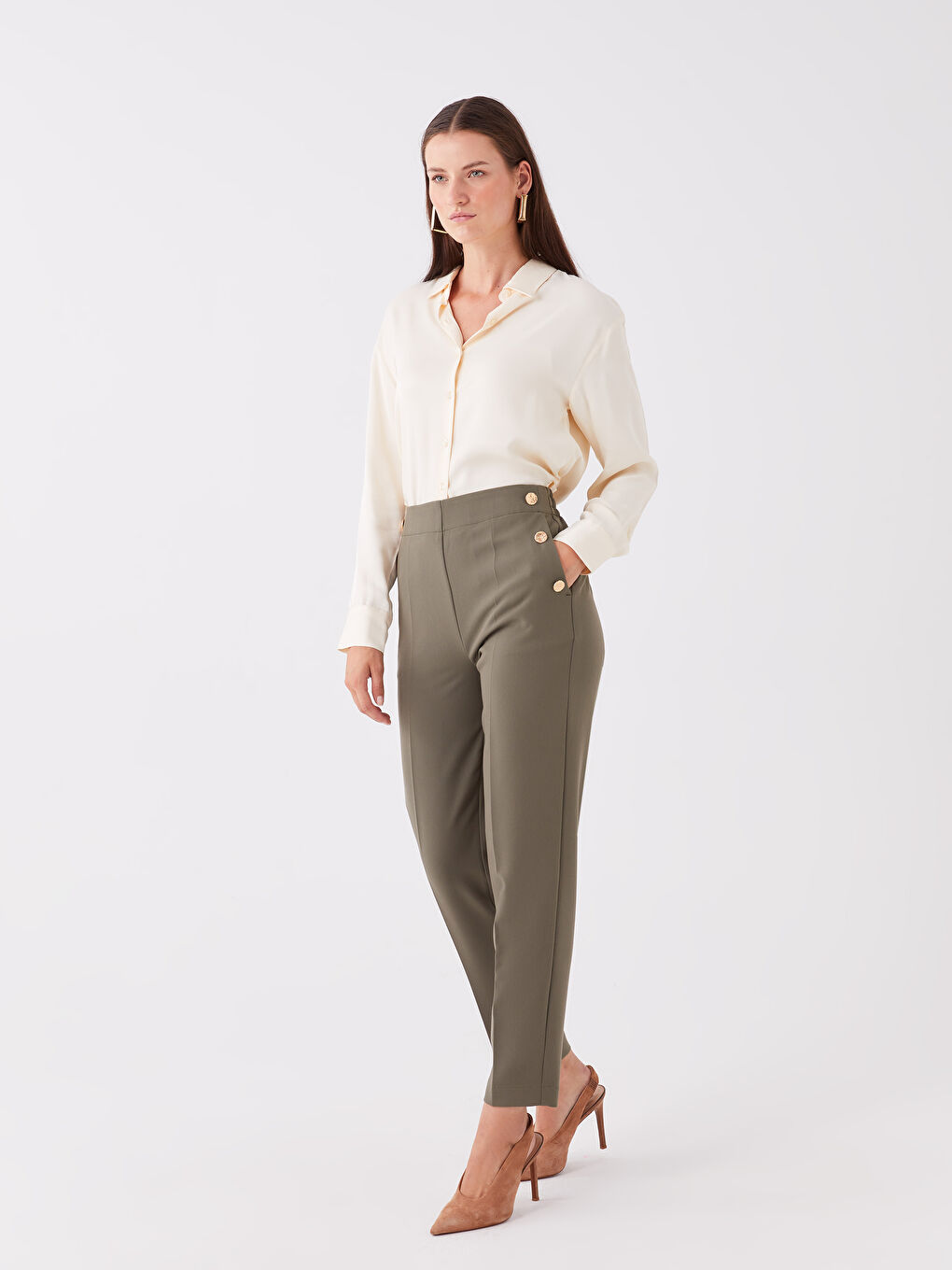 LCWAIKIKI Classic Women's Elasticated Waist Cigarette Trousers -W3AK52Z8-HCB