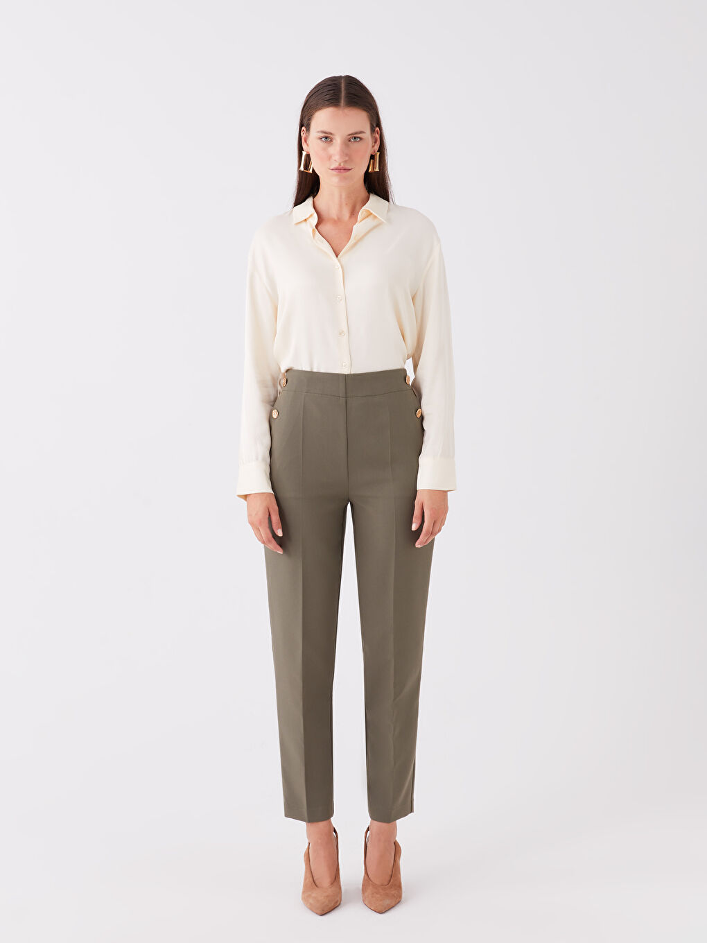 LCWAIKIKI Classic Women's Elasticated Waist Cigarette Trousers -W3AK52Z8-HCB