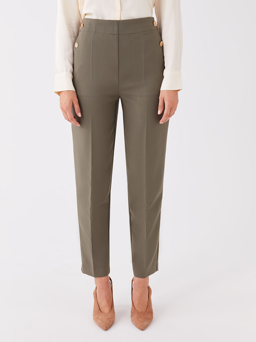 LCWAIKIKI Classic Women's Elasticated Waist Cigarette Trousers -W3AK52Z8-HCB