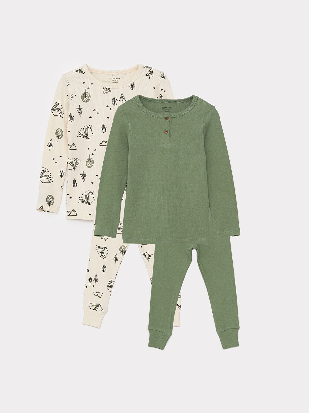 Set de pijama pentru bebeluși băieți, guler rotund, mânecă lungă, pachet de 2