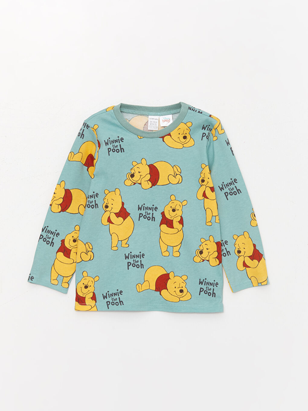 Crew Neck Long Sleeved Winnie the Pooh Printed Baby Boy Pajamas Set 2 Pack-3