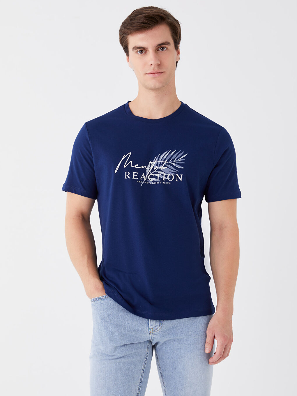 Crew Neck Short Sleeve Printed Combed Cotton Men's T-shirt