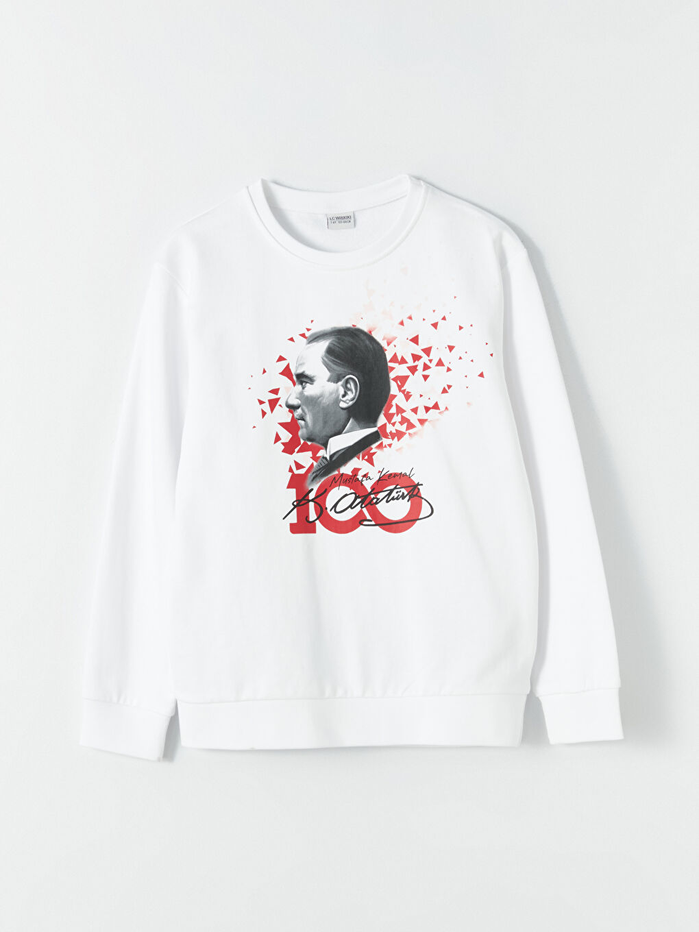 LCW Kids Optik Beyaz Bisiklet Yaka Atatürk Baskılı Uzun Kollu Erkek Çocuk Sweatshirt - 4