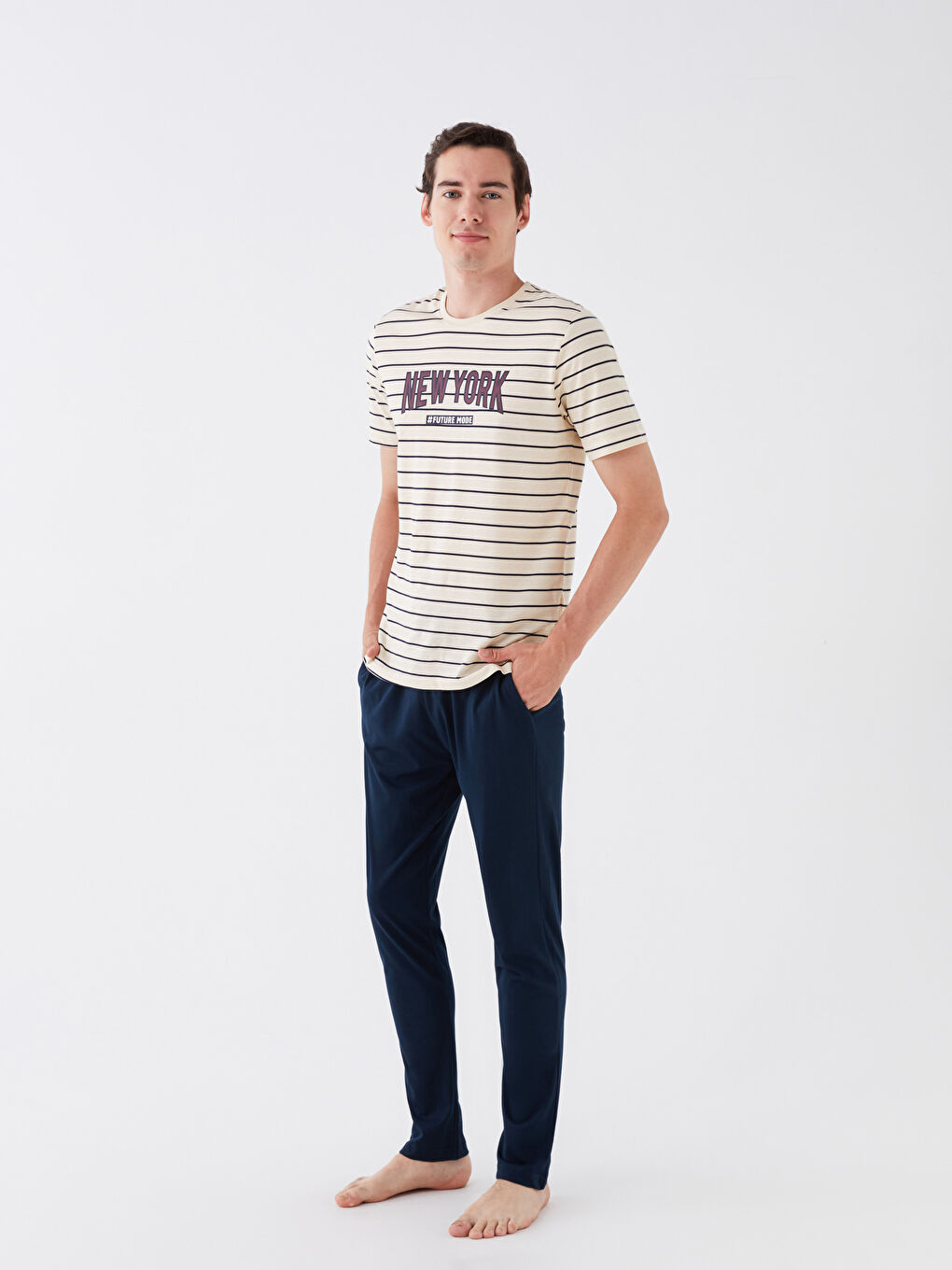 Lacivert Standart Kalıp Erkek Pijama Takımı