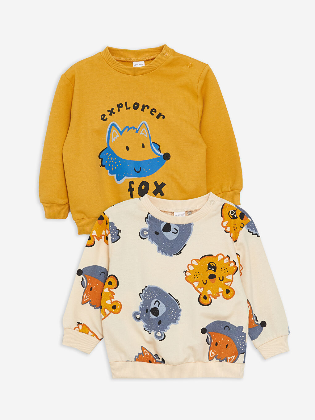 LCW baby Crew Neck Long Sleeve Printed Baby Boy Sweatshirt 2-Pack -W3AL16Z1-S6R