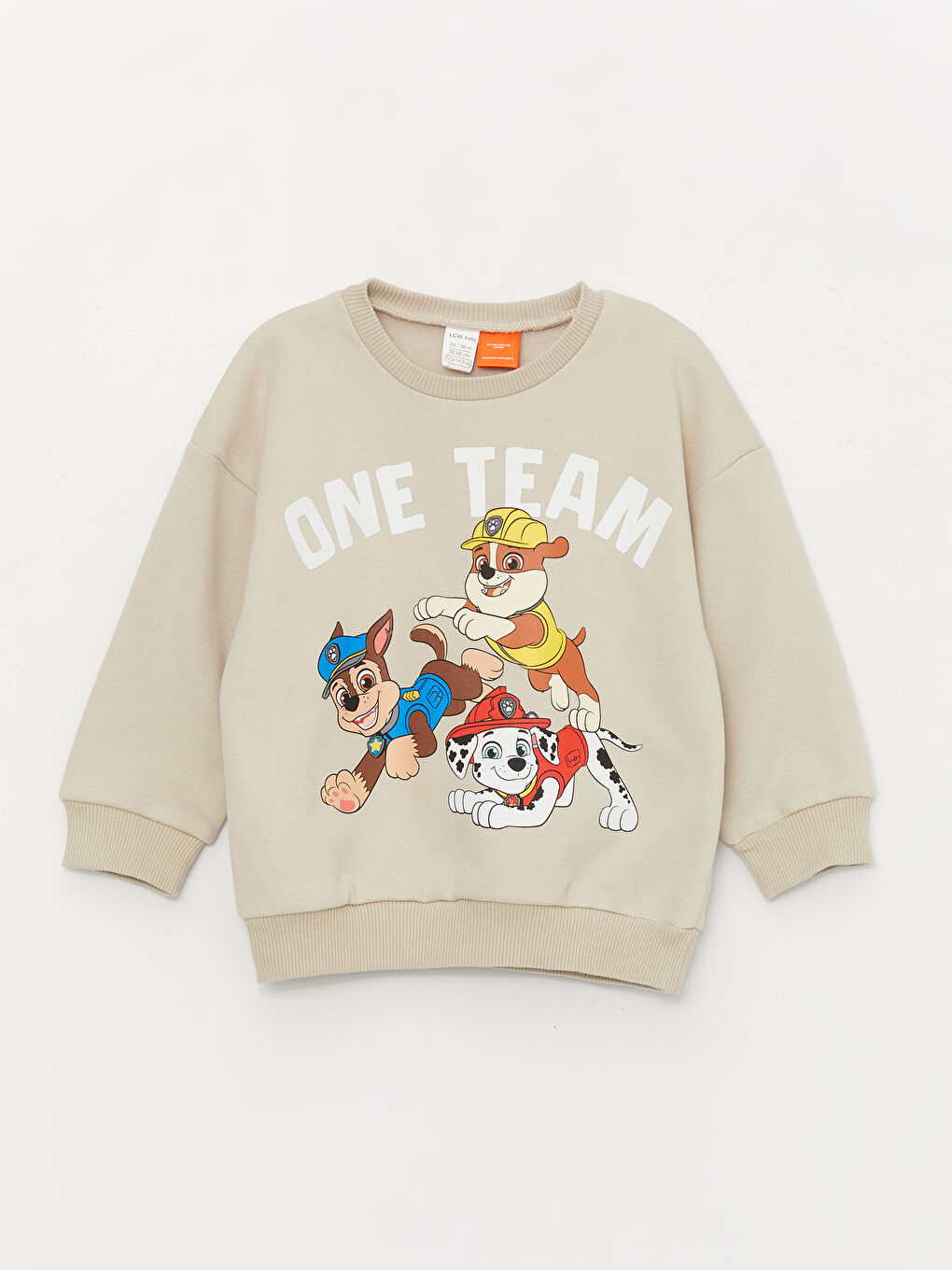 LCW baby Açık Gri Bisiklet Yaka Uzun Kollu Paw Patrol Baskılı Erkek Bebek Sweatshirt