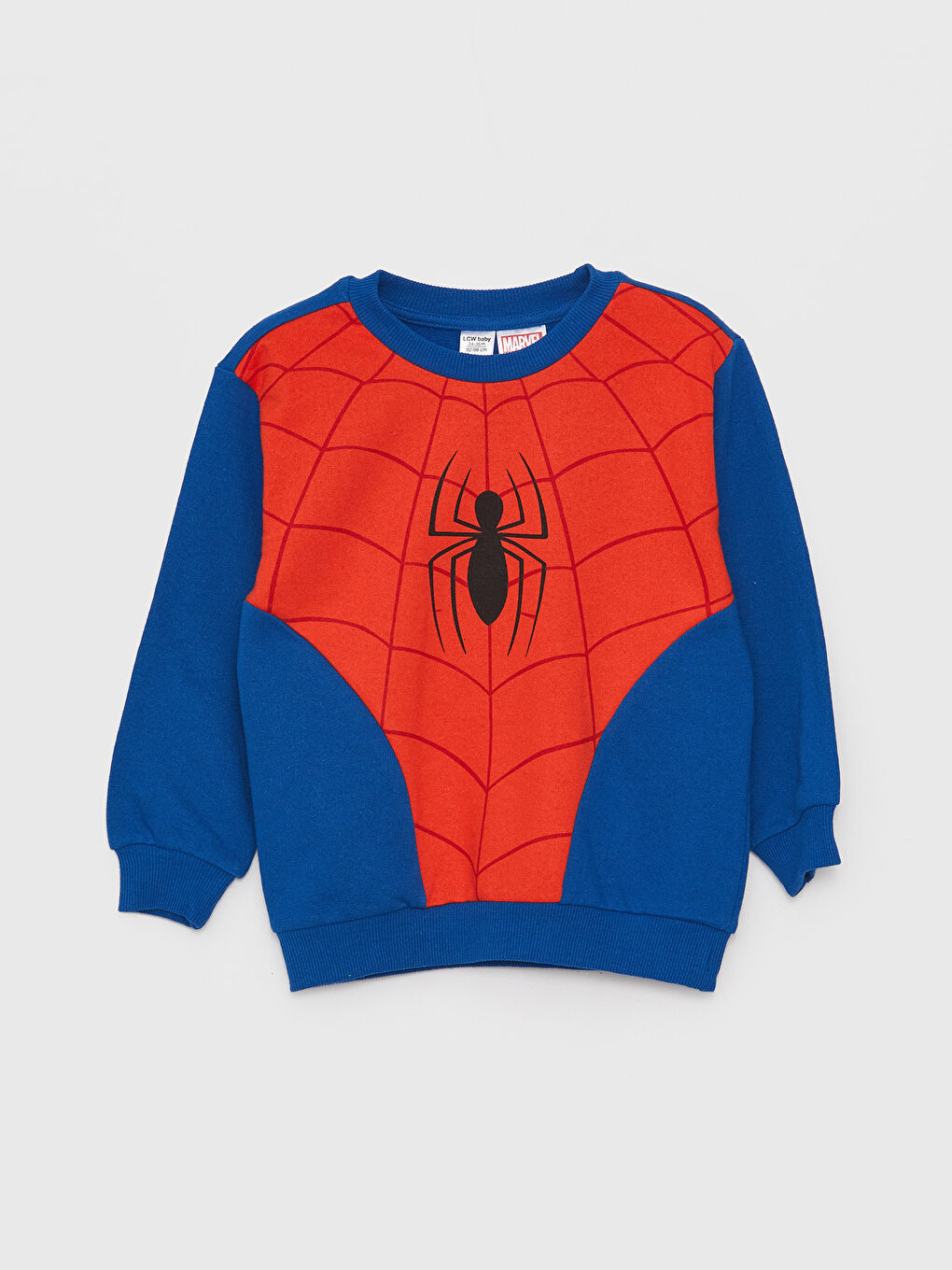 LCW baby Koyu Mavi Bisiklet Yaka Uzun Kollu Spiderman Baskılı Erkek Bebek Sweatshirt ve Pantolon 2'li Takım - 4