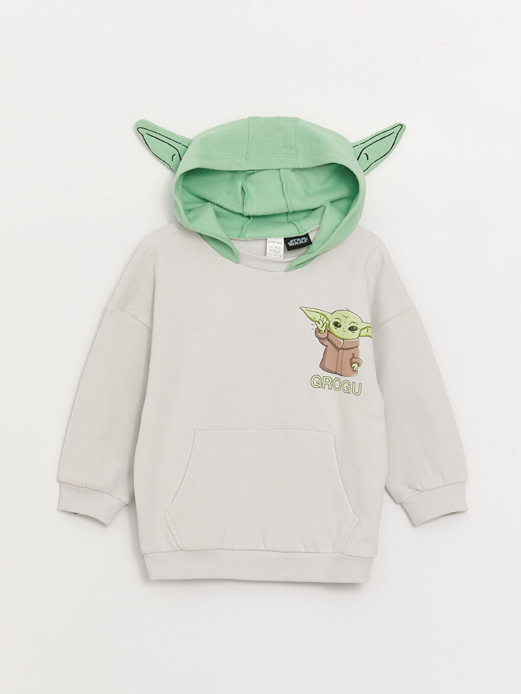 LCW baby Açık Gri Uzun Kollu Star Wars Baskılı Erkek Bebek Hoodie