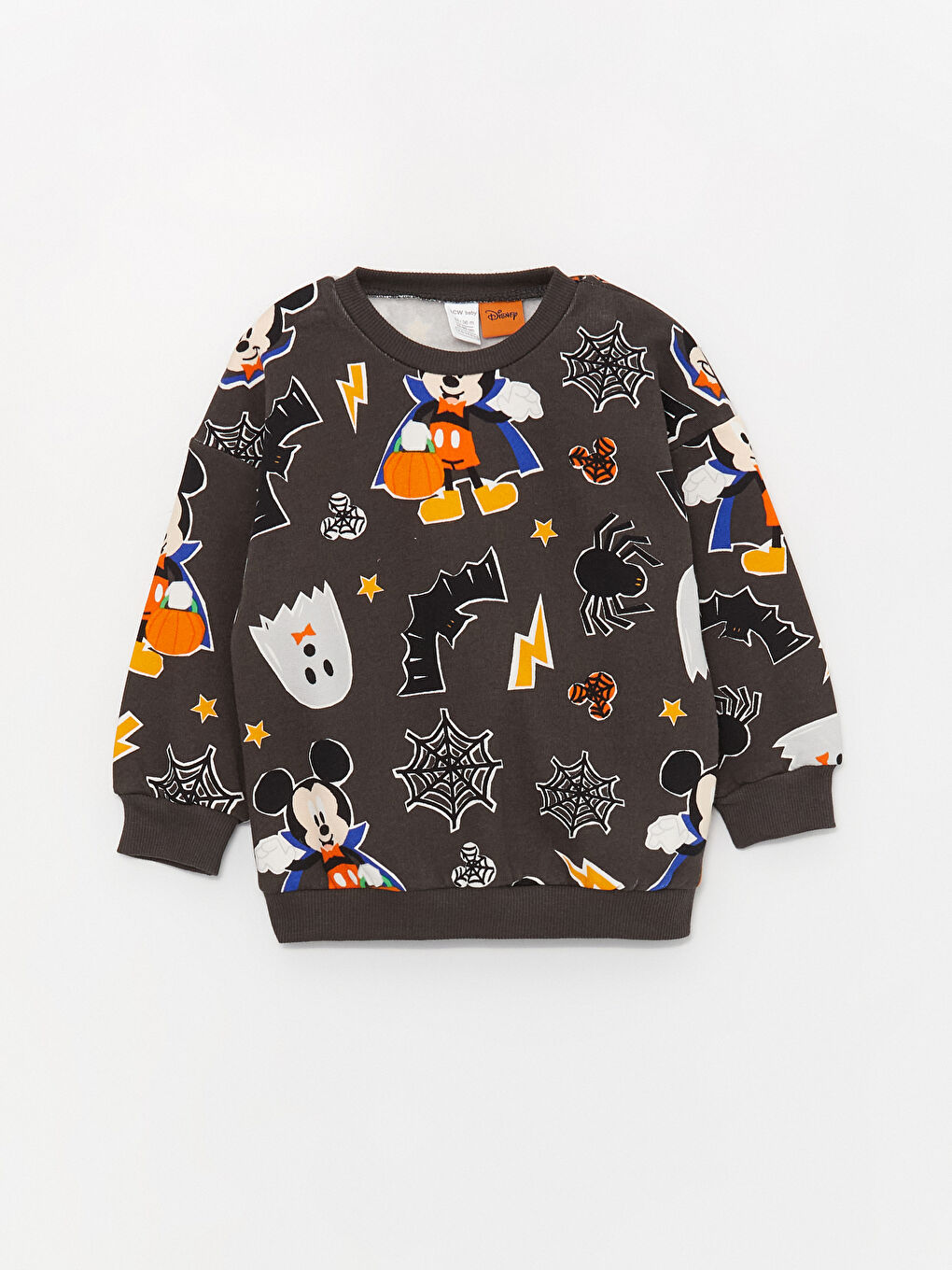 LCW baby Gri Baskılı H12 Bisiklet Yaka Uzun Kollu Mickey Mouse Baskılı Erkek Bebek Sweatshirt ve Eşofman Alt 2'li Takım - 1