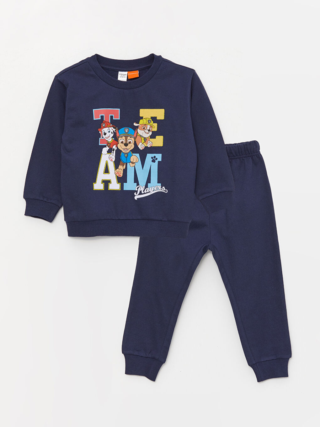 Lacivert Bisiklet Yaka Uzun Kollu Paw Patrol Baskılı Erkek Bebek Sweatshirt ve Jogger Eşofman Alt 2'li Takım