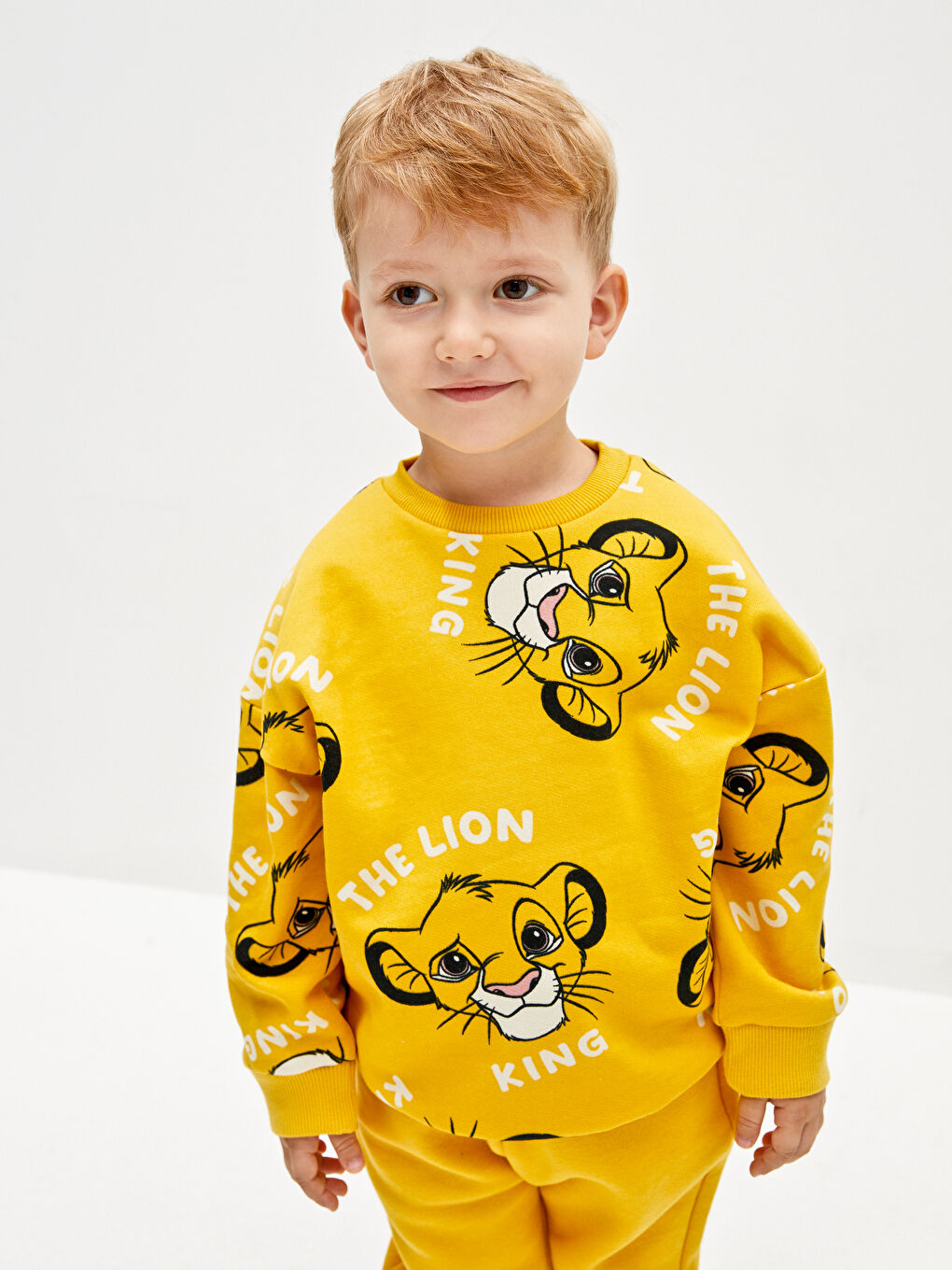 Crew Neck Long Sleeve Lion King Printed Baby Boys' Sweatshirt-2