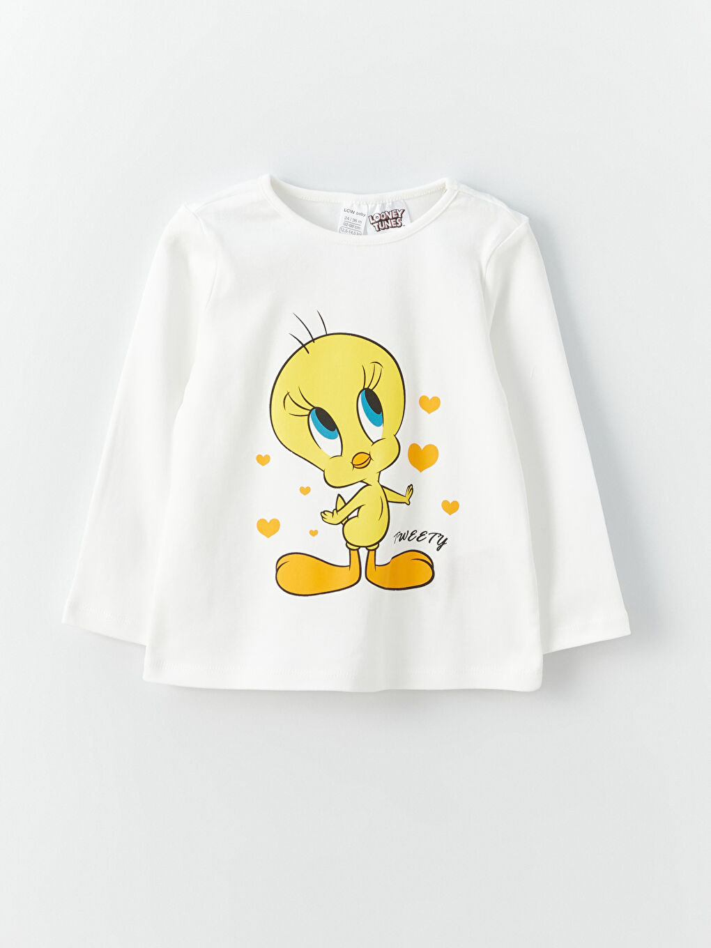 LCW baby Ekru Tweety Baskılı Kız Bebek 2'li Pijama Takımı - 1