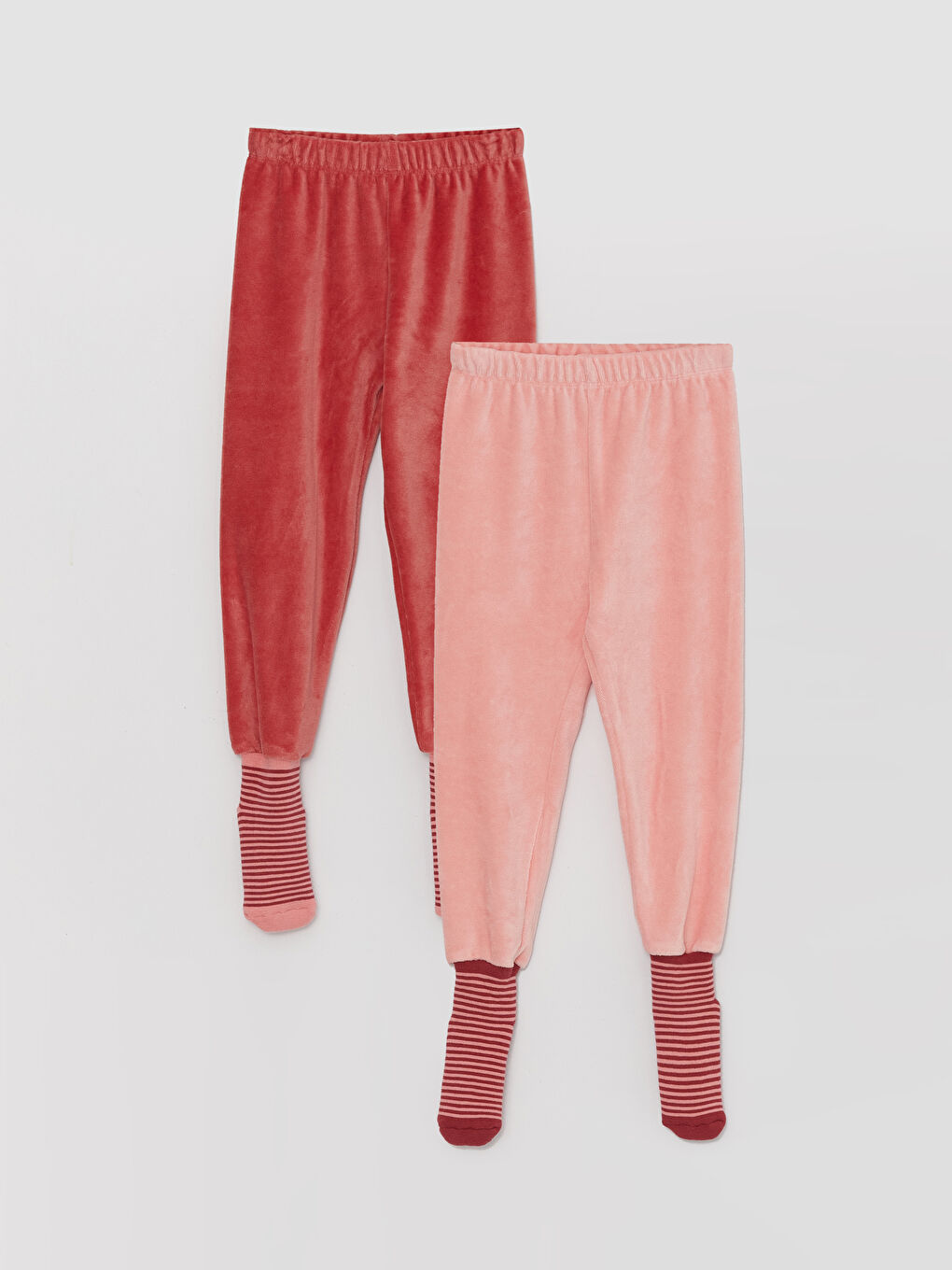 Bas de pyjama en velours pour bébé fille à taille élastiquée avec chaussettes, lot de 2